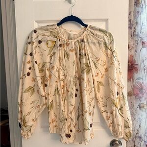 H&M Cream Floral Blouse